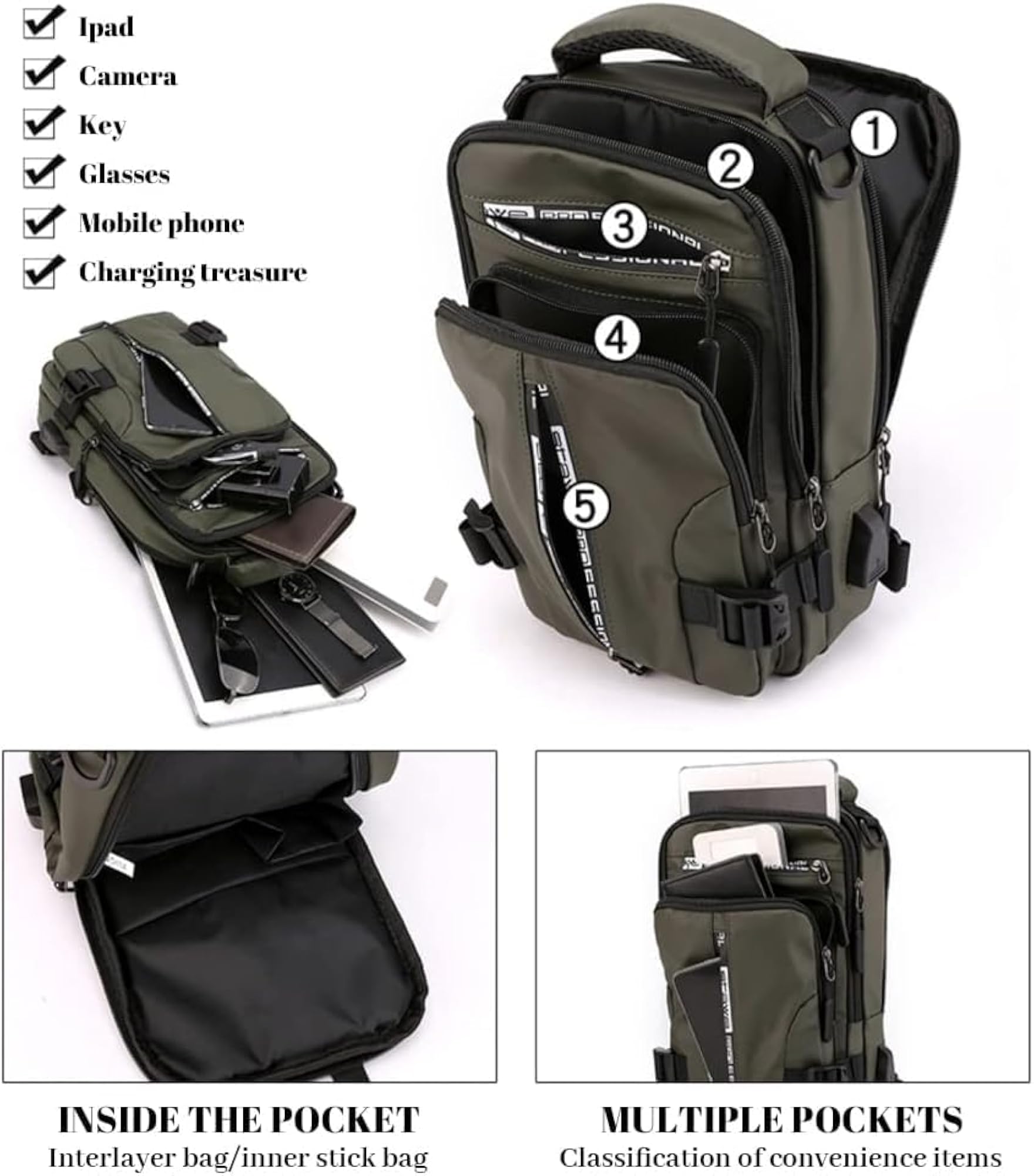 Slim Sling Bag for Men Small Cross Body Bag